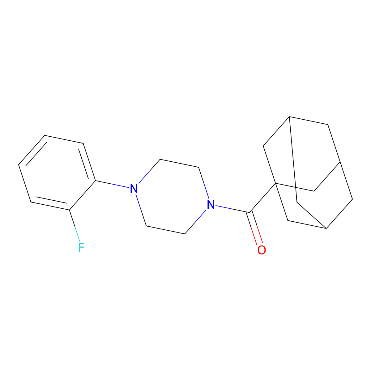 1-(1-Adamantylcarbonyl)-4-(2-fluorophenyl)piperazine molecular structure, CAS 496054-77-4