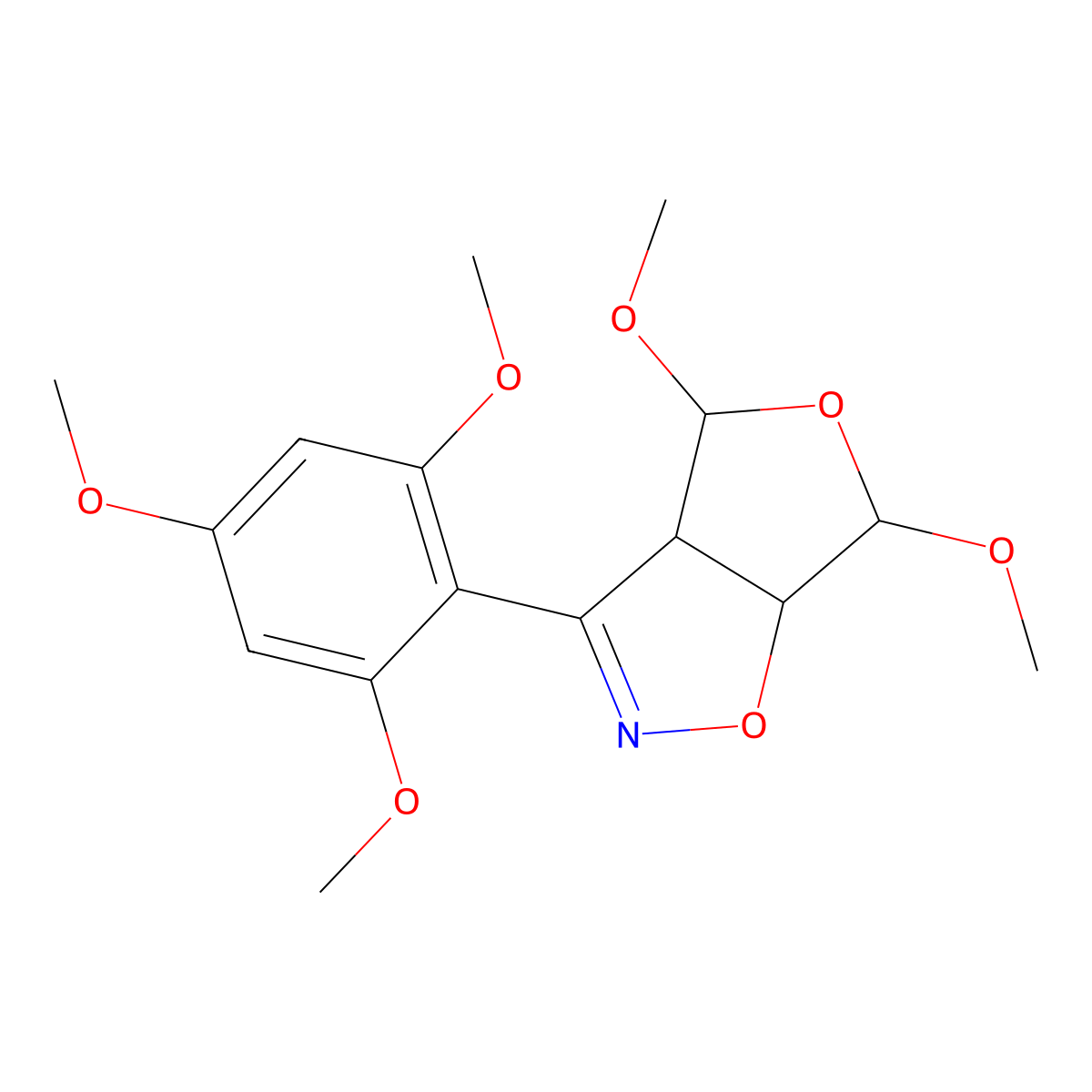 4,6-Dimethoxy-3-(2,4,6-trimethoxyphenyl)-3a,4,6,6a-tetrahydrofuro[3,4-d]isoxazole molecular structure, CAS 496054-81-0