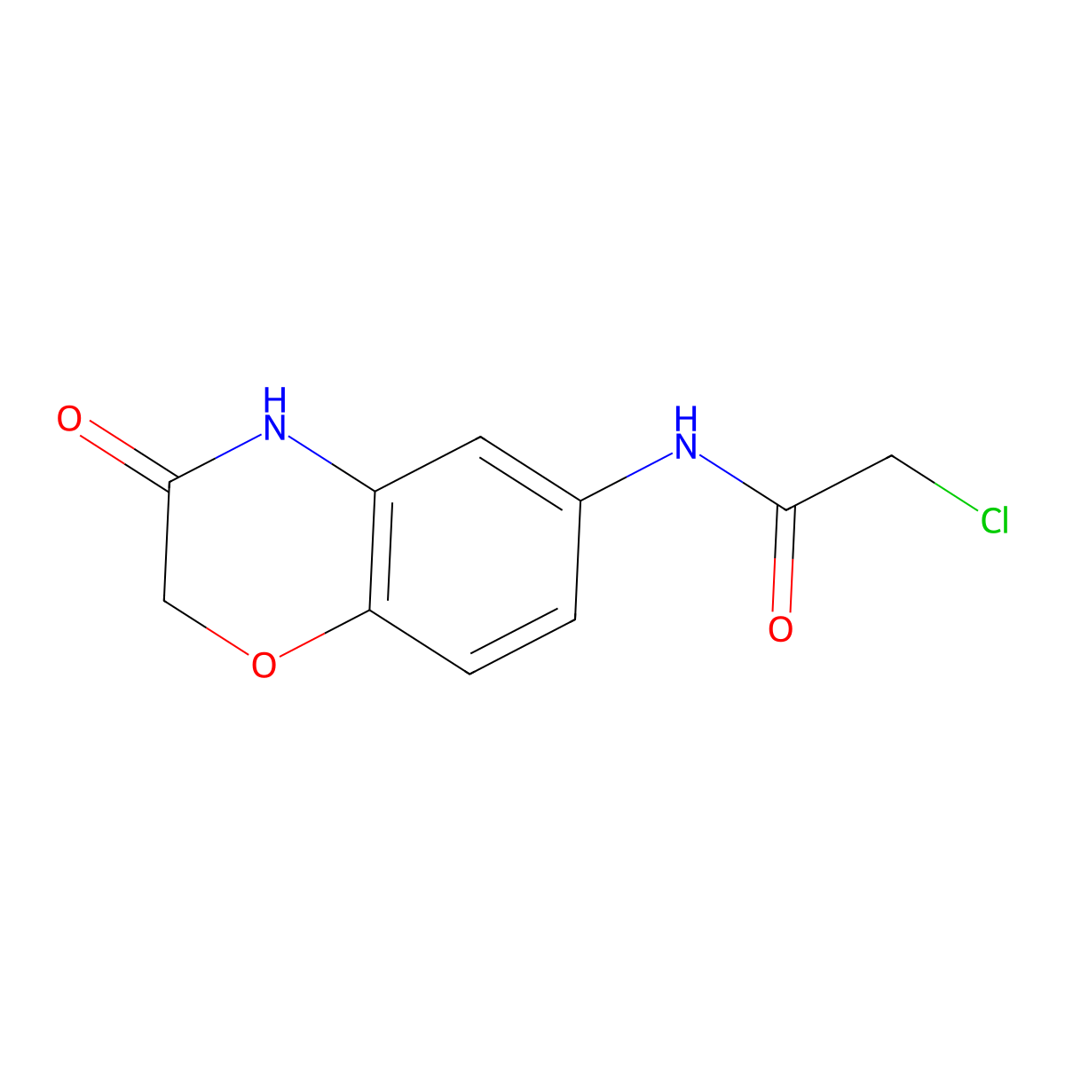 2-chloro-N-(3-oxo-3,4-dihydro-2H-1,4-benzoxazin-6-yl)acetamide molecular structure, CAS 496056-85-0