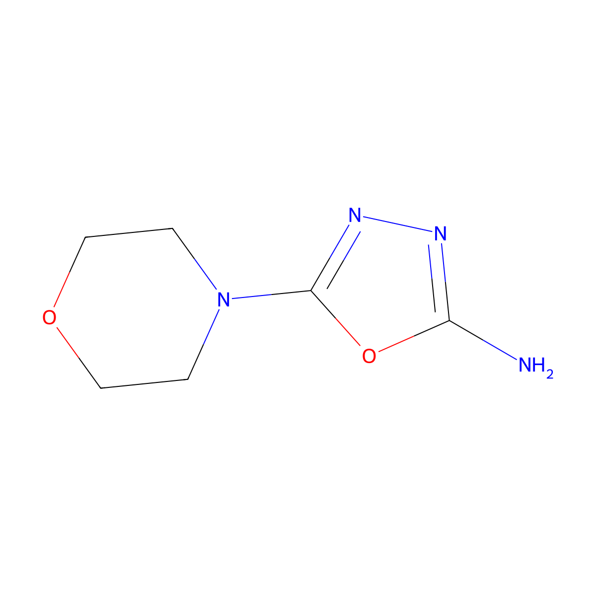 5-Morpholin-4-yl-1,3,4-oxadiazol-2-ylamine molecular structure, CAS 496057-17-1