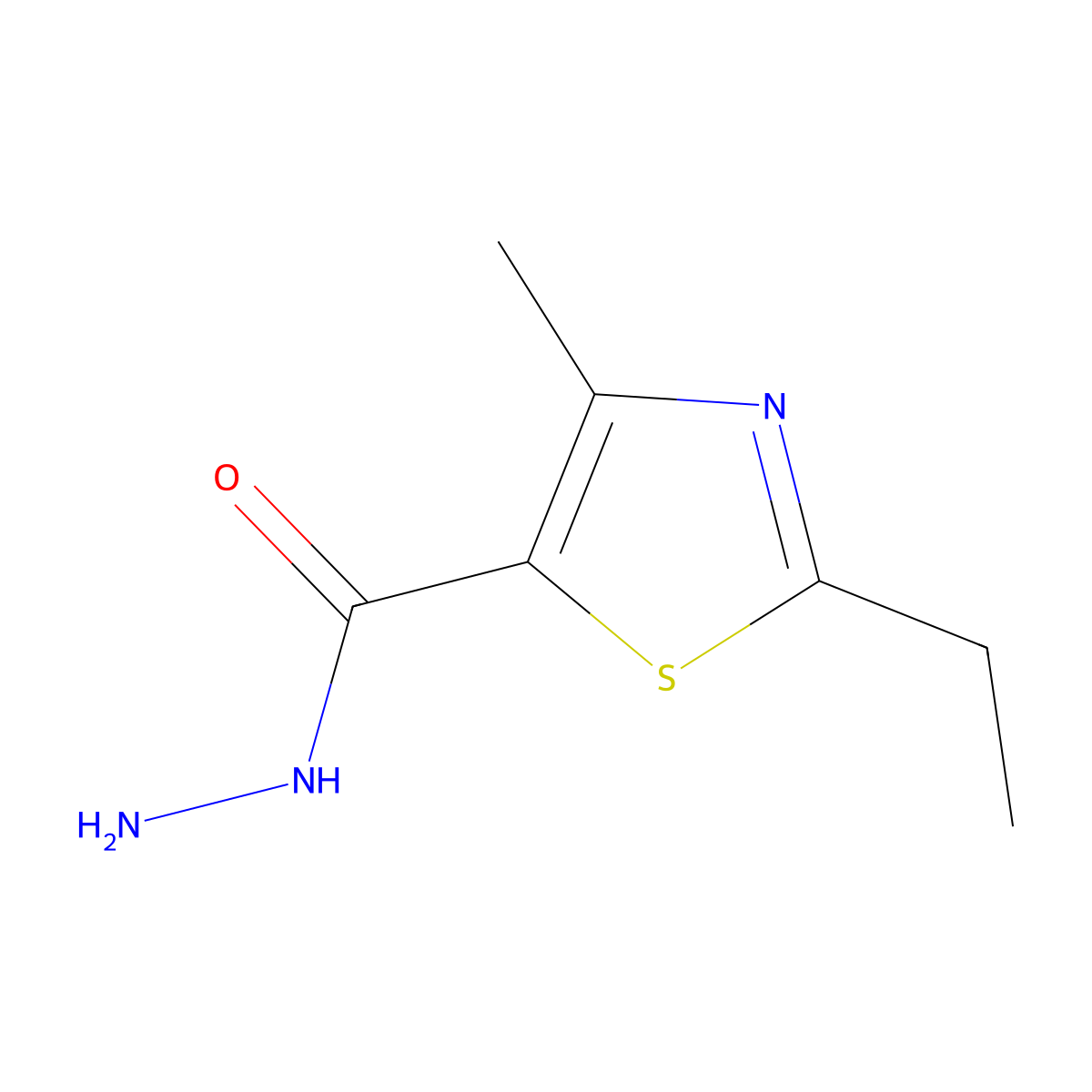 2-Ethyl-4-methyl-1,3-thiazole-5-carbohydrazide molecular structure, CAS 496057-26-2