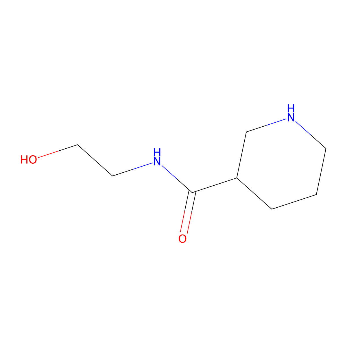 N-(2-hydroxyethyl)piperidine-3-carboxamide molecular structure, CAS 496057-54-6