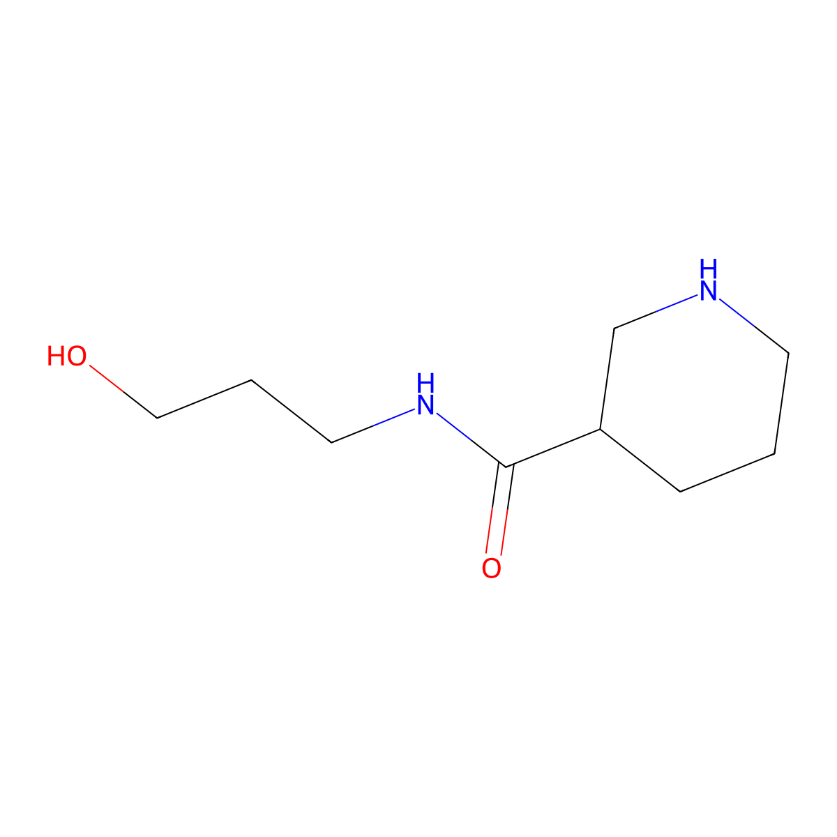 N-(3-Hydroxypropyl)piperidine-3-carboxamide molecular structure, CAS 496057-59-1