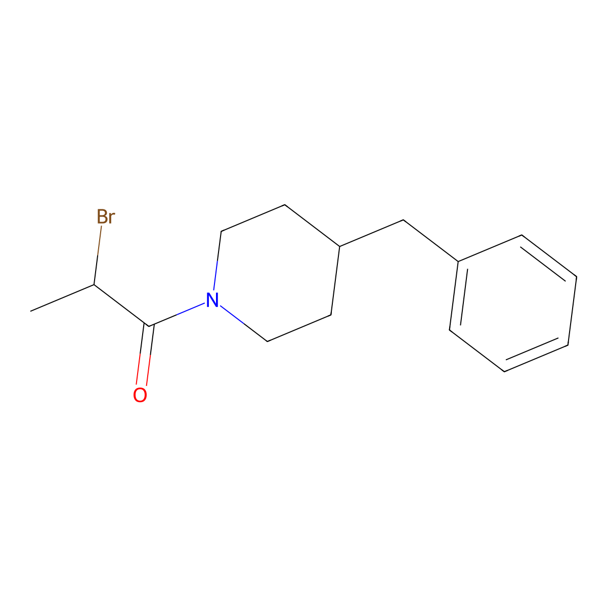 4-Benzyl-1-(2-bromopropanoyl)piperidine molecular structure, CAS 496058-09-4