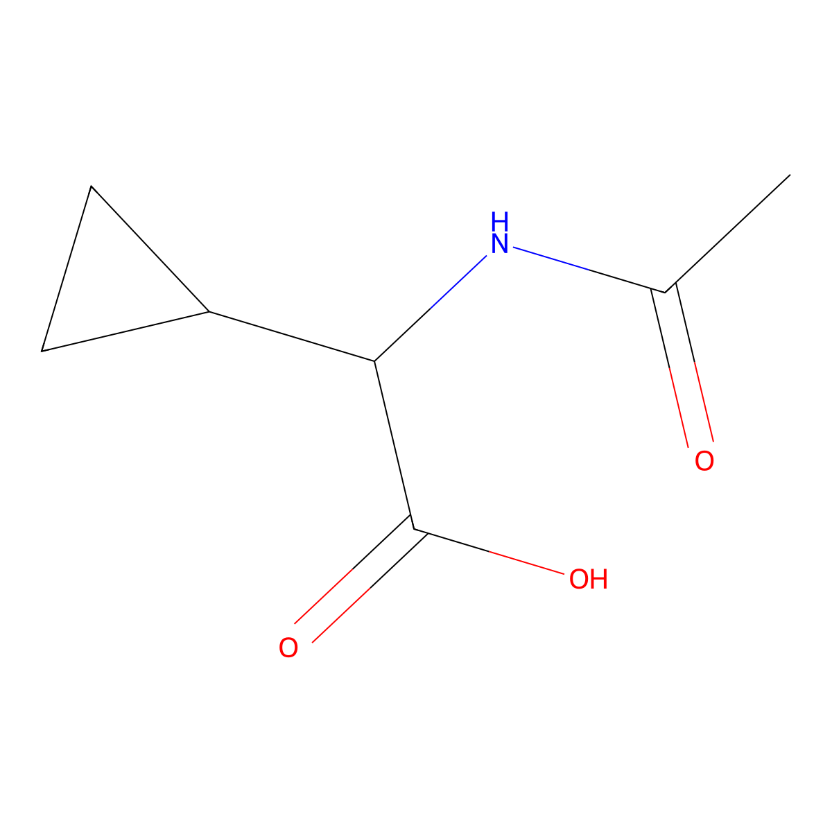 2-Cyclopropyl-2-acetamidoacetic acid molecular structure, CAS 49606-98-6
