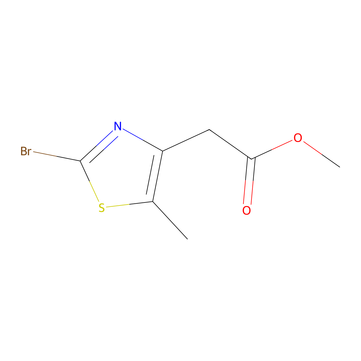 Methyl 2-(2-Bromo-5-methyl-4-thiazolyl)acetate molecular structure, CAS 496062-15-8
