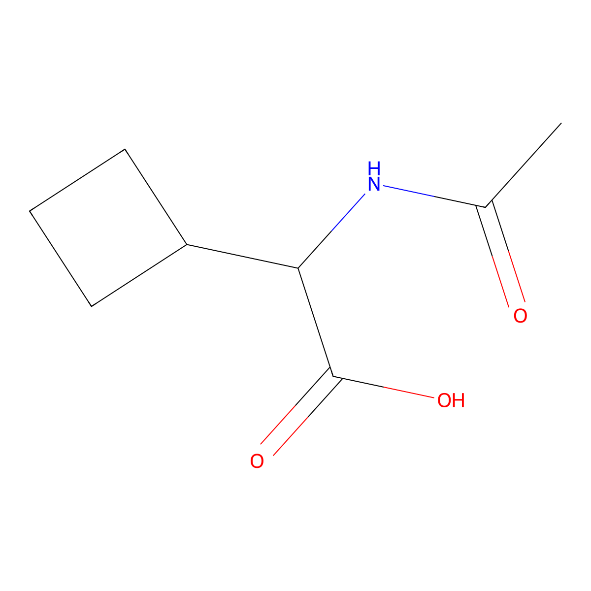 2-Cyclobutyl-2-acetamidoacetic acid molecular structure, CAS 49607-07-0
