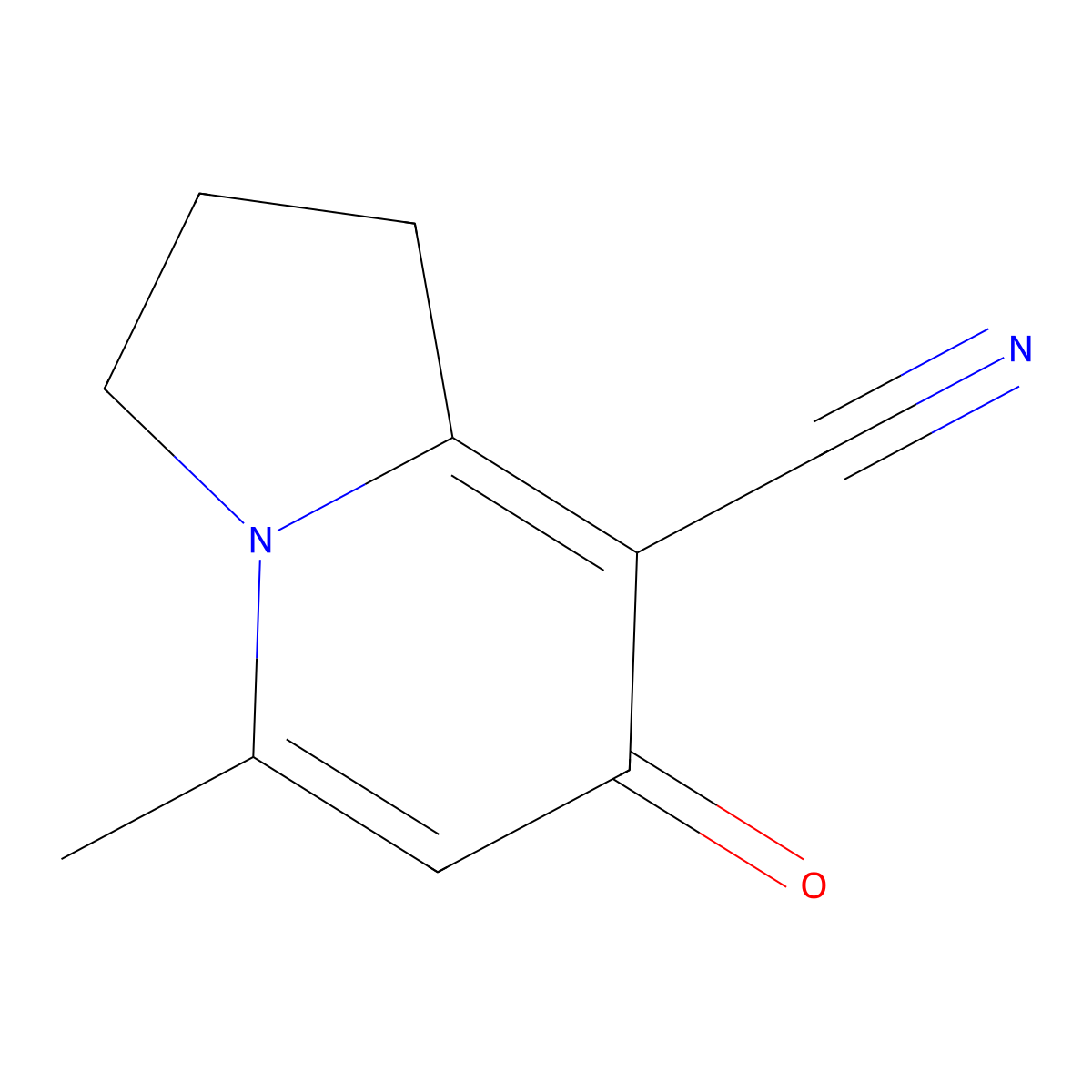 5-Methyl-7-oxo-1,2,3,7-tetrahydroindolizine-8-carbonitrile molecular structure, CAS 49621-30-9