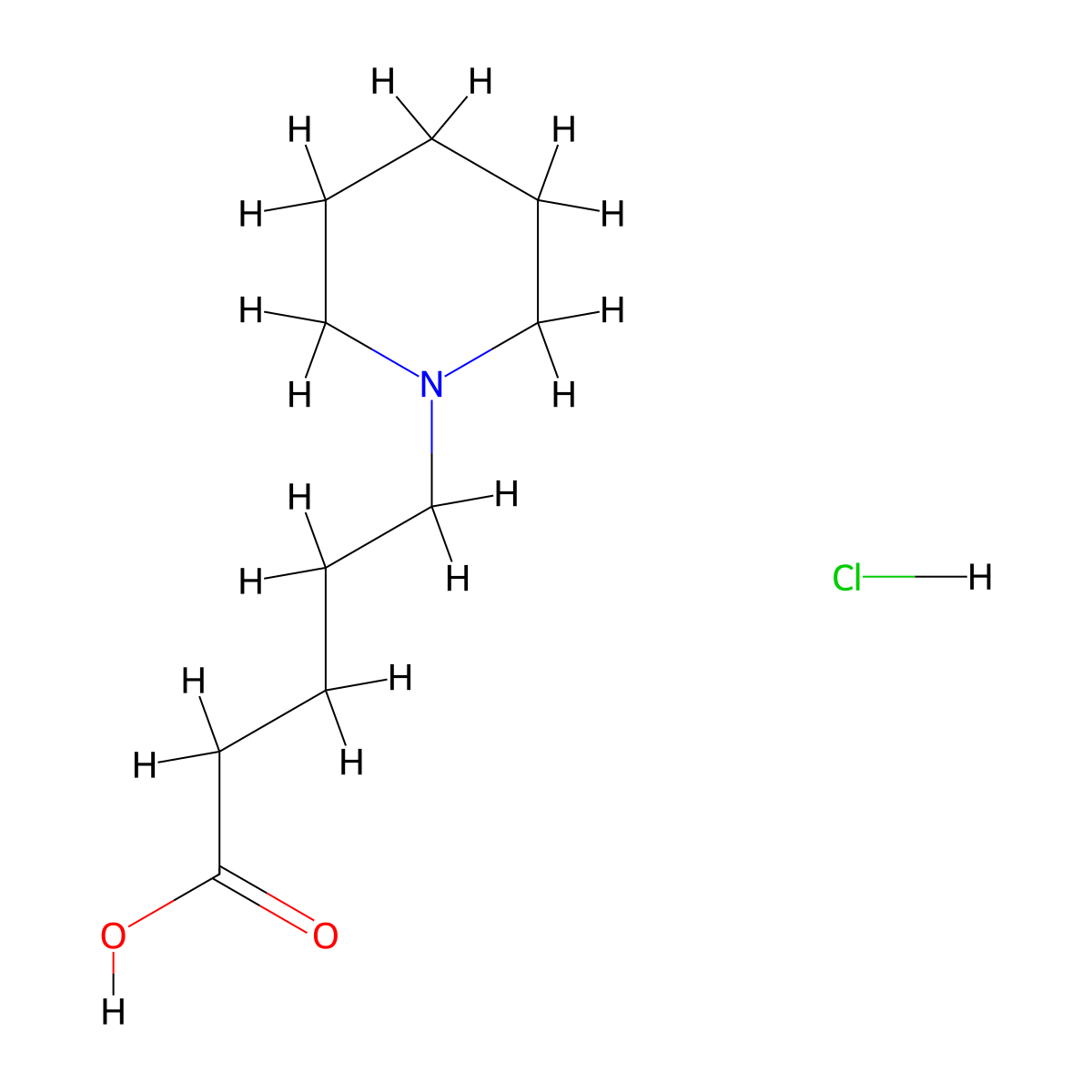 5-(Piperidin-1-yl)pentanoic acid hydrochloride molecular structure, CAS 49637-20-9