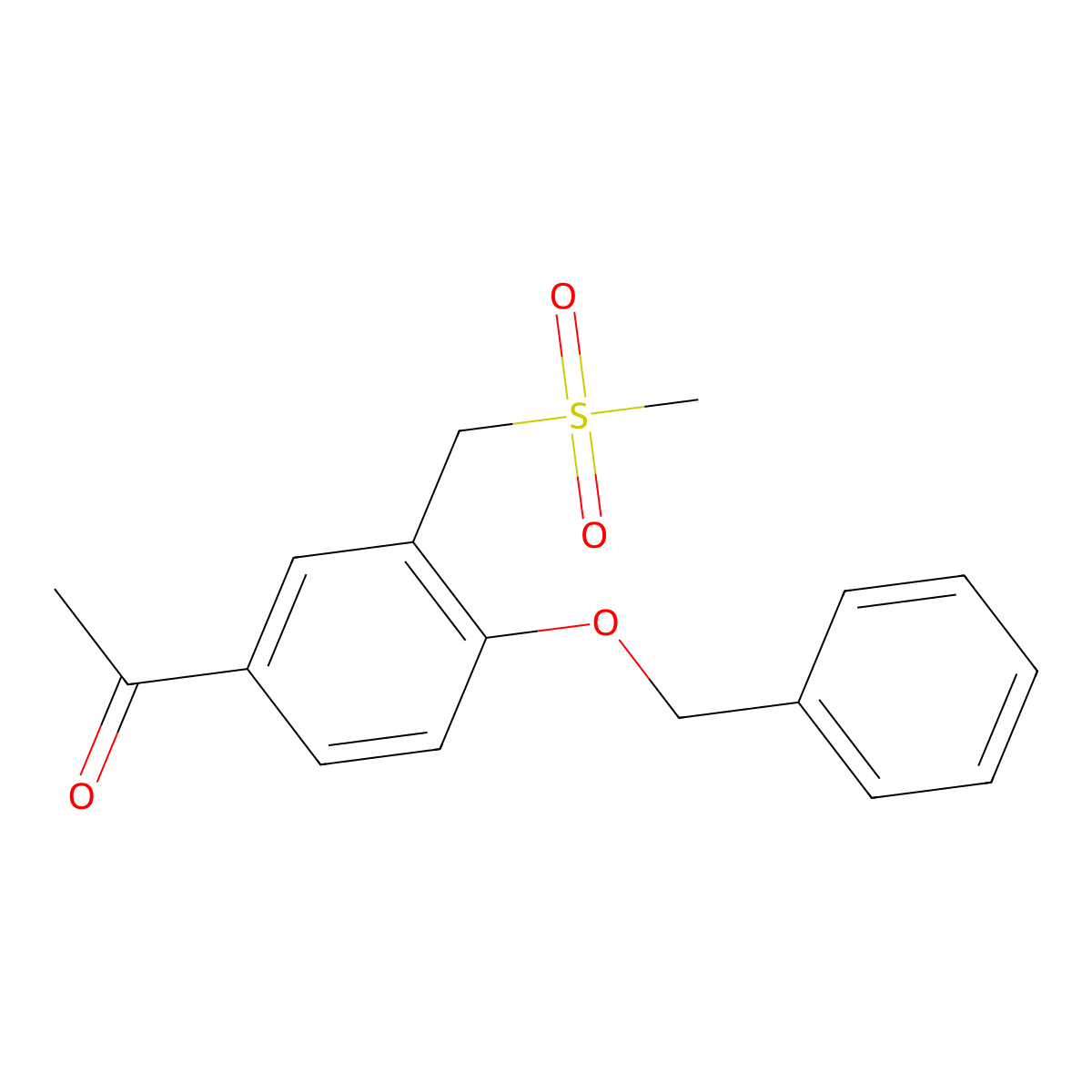 1-(4-(Benzyloxy)-3-((methylsulfonyl)methyl)phenyl)ethanone molecular structure, CAS 49640-13-3