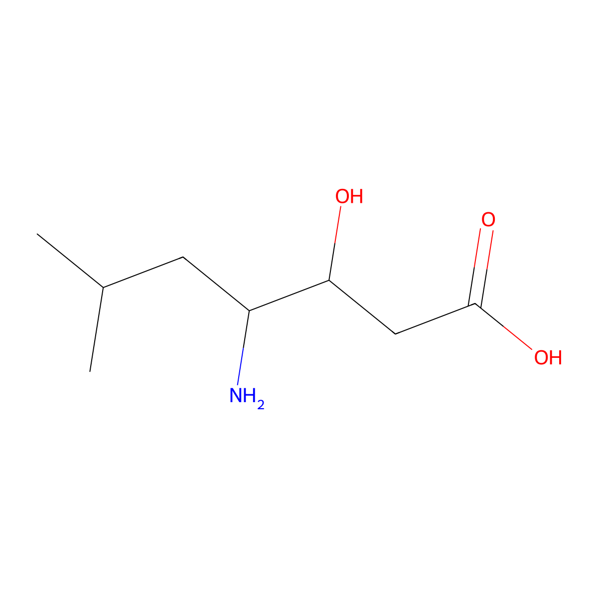(3R,4S)-4-amino-3-hydroxy-6-methylheptanoic acid molecular structure, CAS 49642-13-9