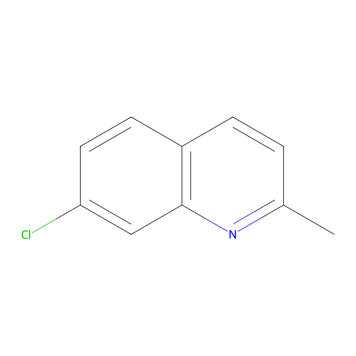 7-Chloro-2-methylquinoline molecular structure, CAS 4965-33-7