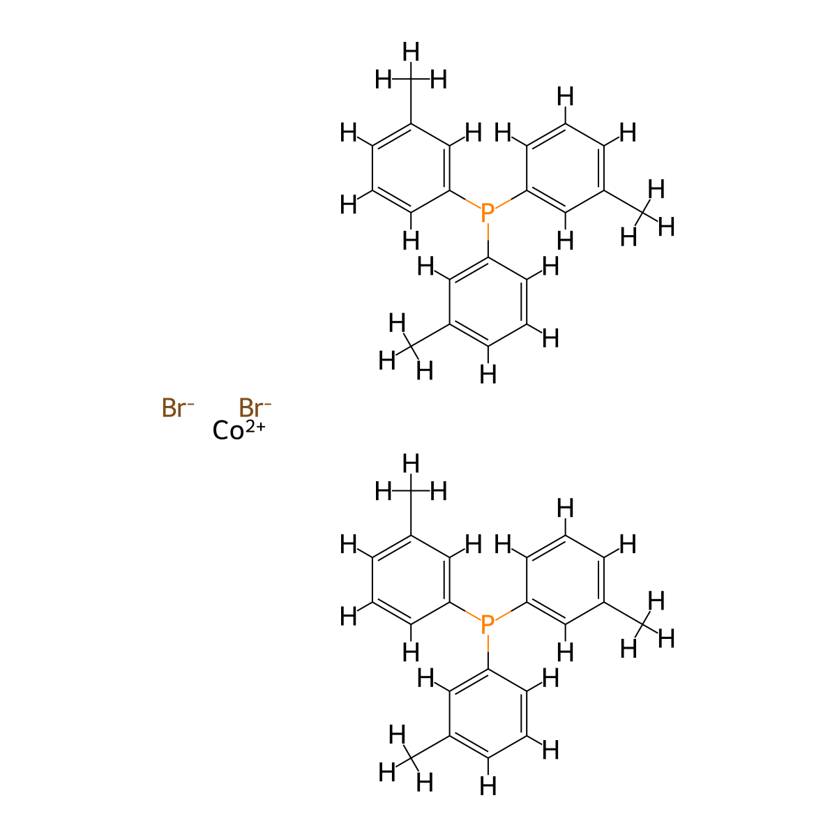 Cobalt, dibromobis(tris(3-methylphenyl)phosphine)-, (T-4)- molecular structure, CAS 49651-10-7