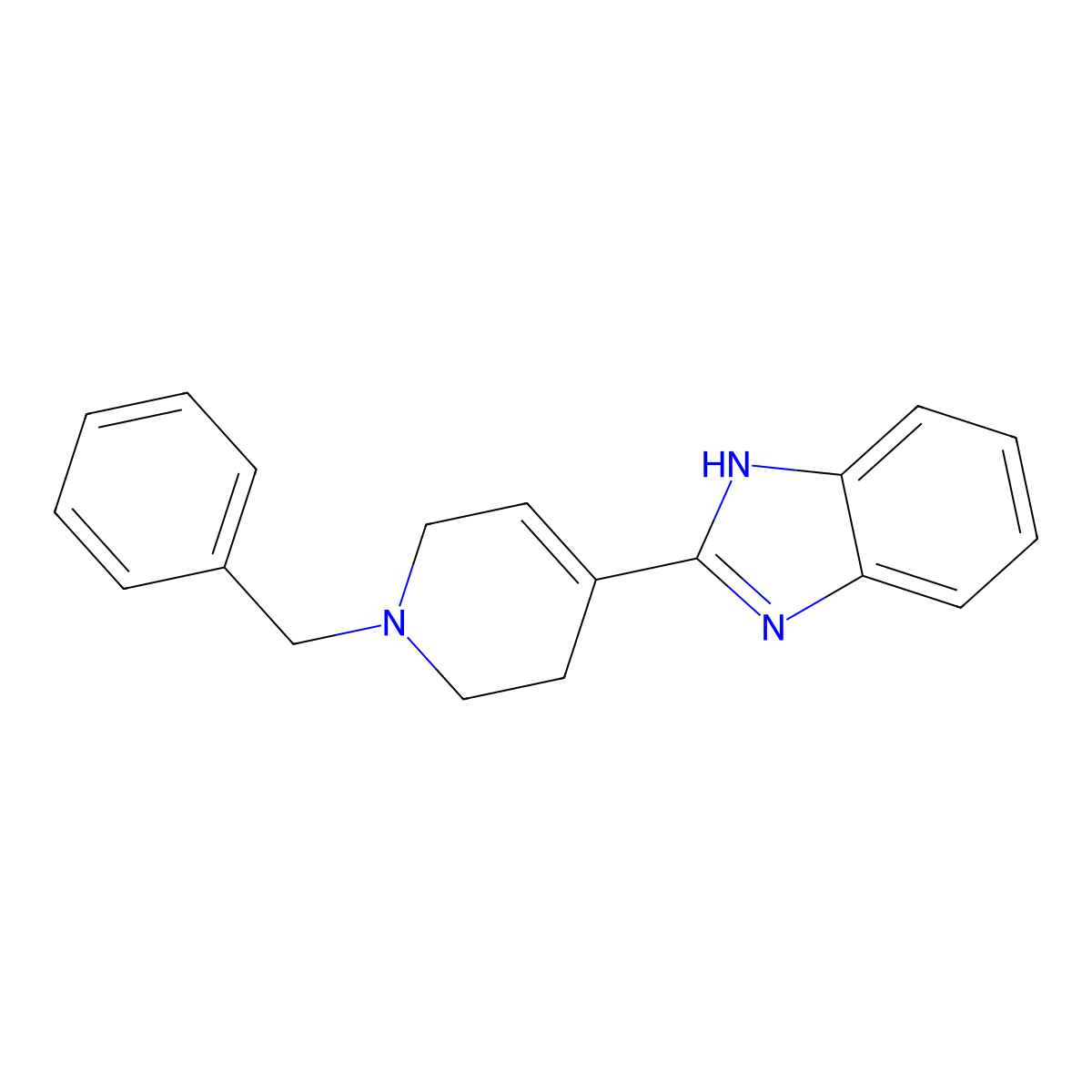 2-(1-benzyl-3,6-dihydro-2H-pyridin-4-yl)-1H-benzimidazole molecular structure, CAS 49652-24-6