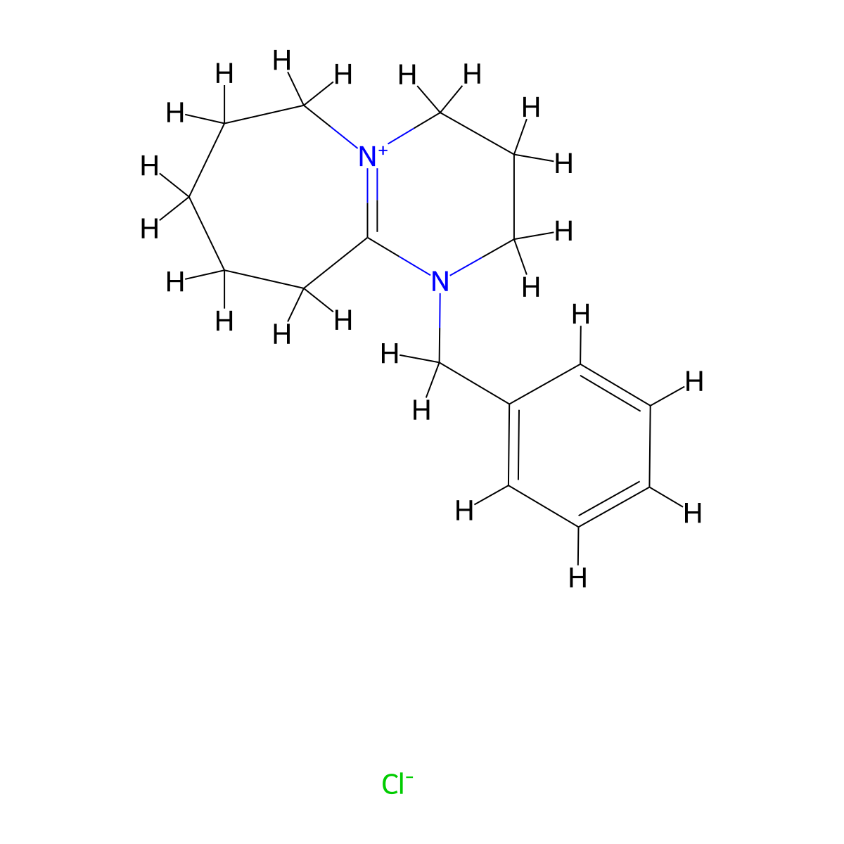 1-Benzyl-2,3,4,6,7,8,9,10-octahydropyrimido(1,2-a)azepinium chloride molecular structure, CAS 49663-94-7
