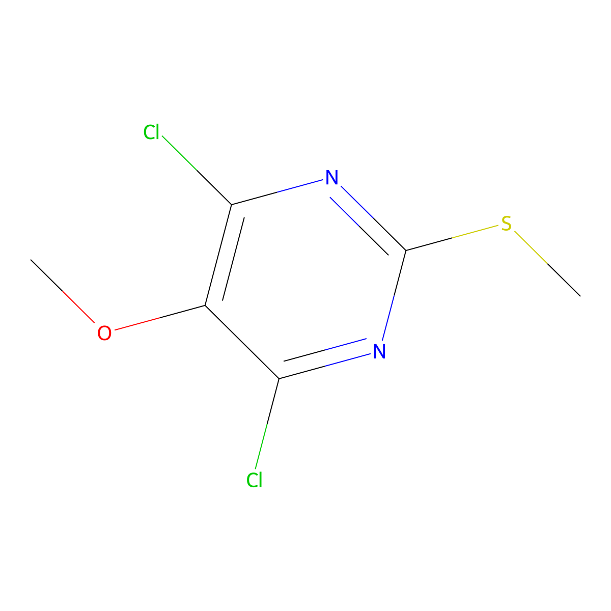 4,6-Dichloro-5-methoxy-2-(methylthio)pyrimidine molecular structure, CAS 49668-65-7