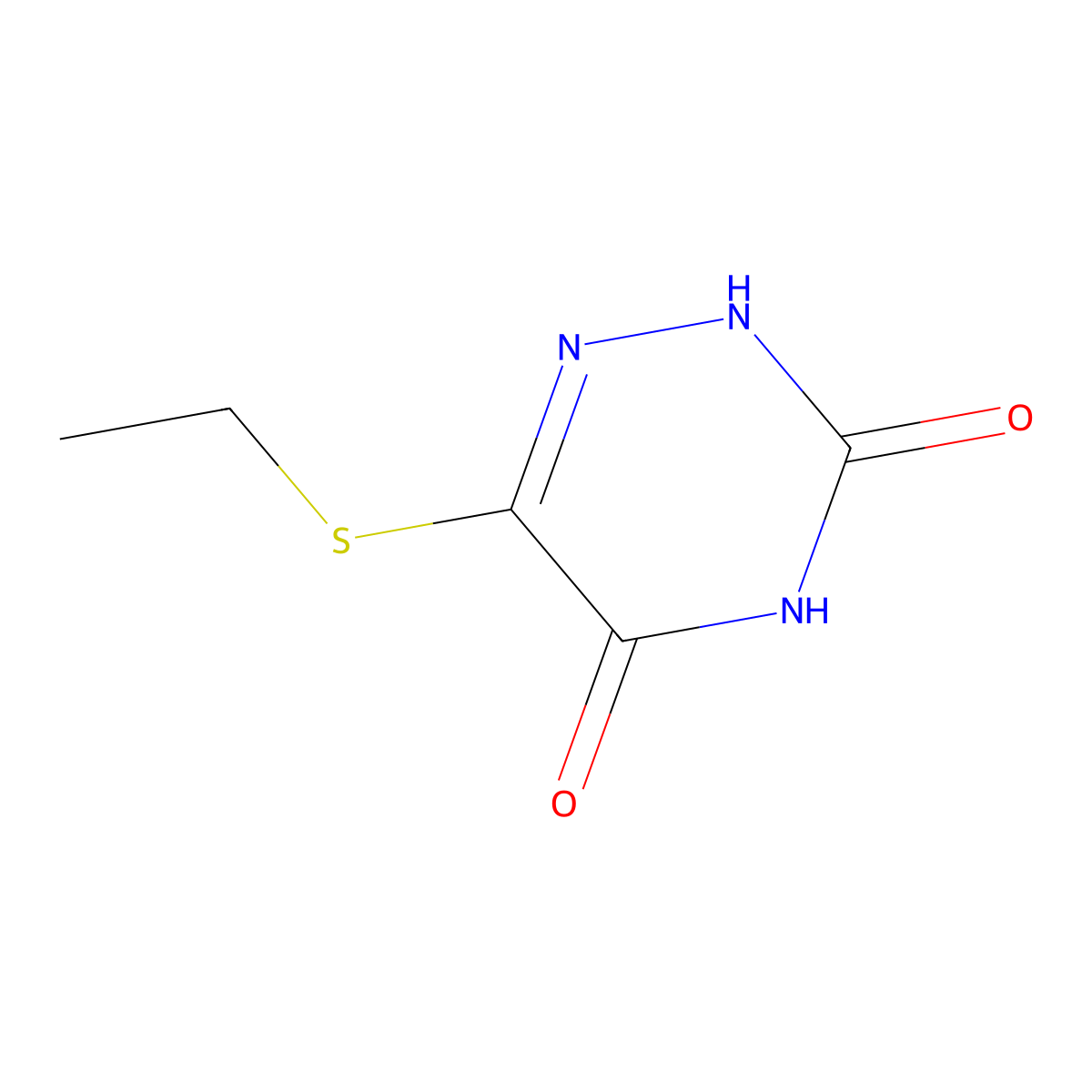1,2,4-Triazine-3,5(2h,4h)-dione, 6-(ethylthio)- molecular structure, CAS 49671-13-8