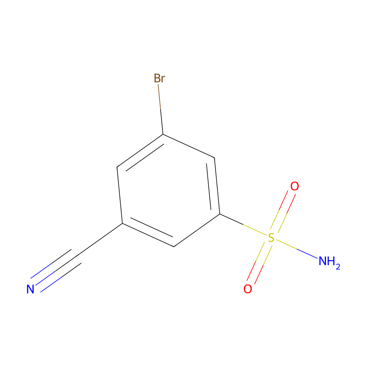 3-Bromo-5-cyanobenzene-1-sulfonamide molecular structure, CAS 49674-14-8