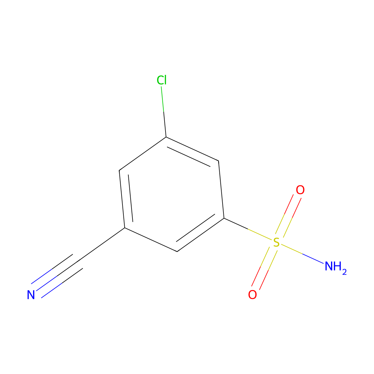 3-Chloro-5-cyanobenzene-1-sulfonamide molecular structure, CAS 49674-27-3