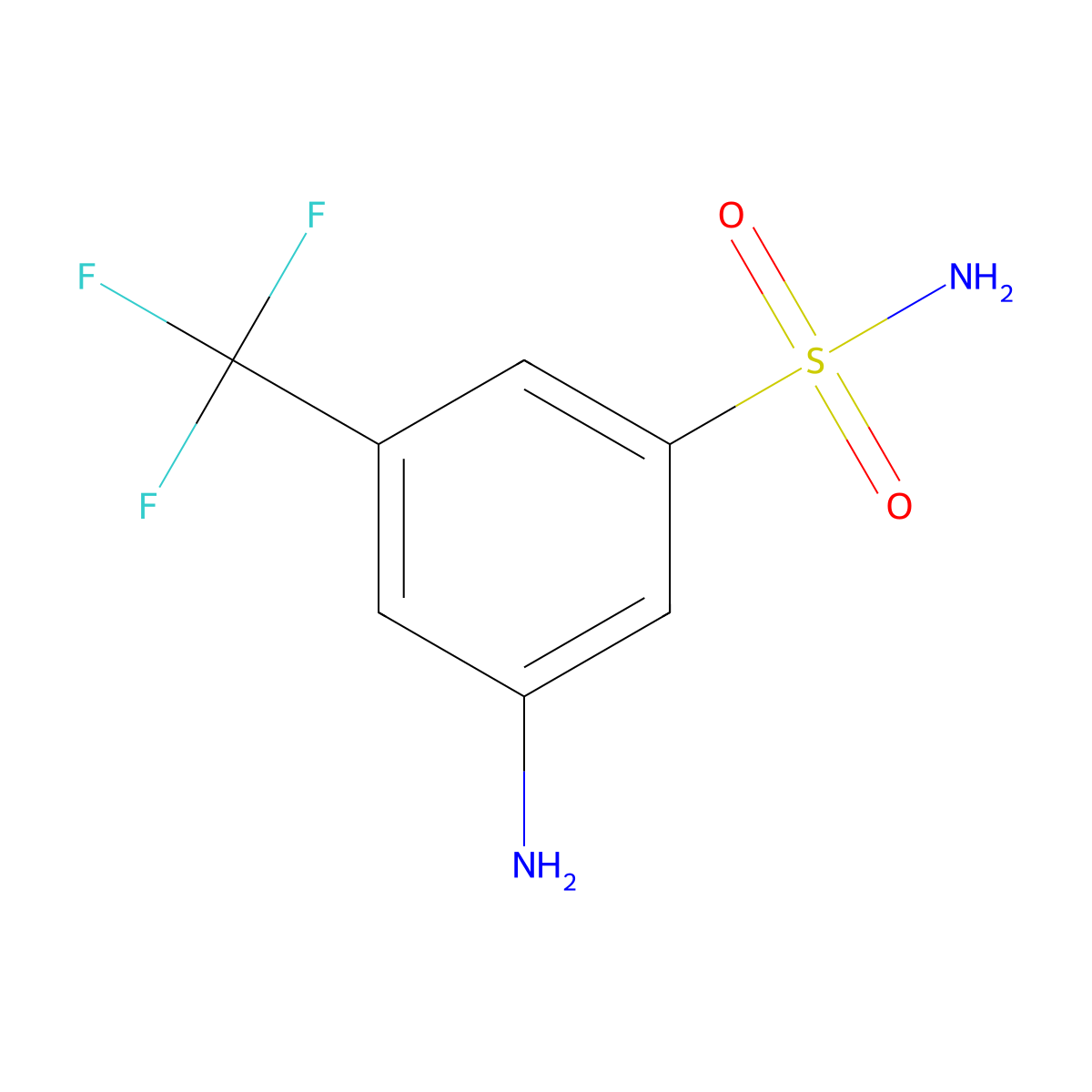 3-Amino-5-(trifluoromethyl)benzene-1-sulfonamide molecular structure, CAS 49674-29-5