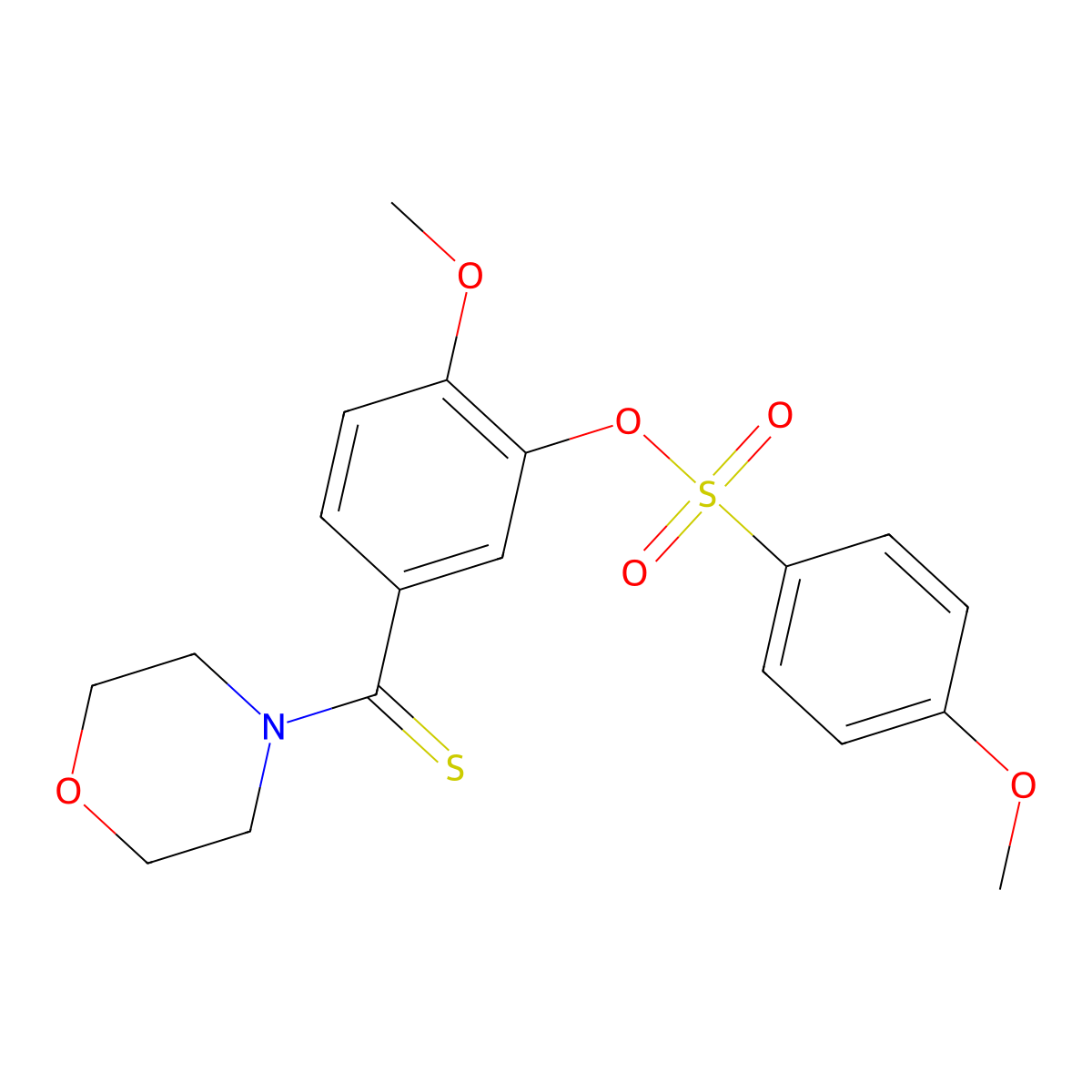 2-Methoxy-5-(4-morpholinylcarbothioyl)phenyl 4-methoxybenzenesulfonate molecular structure, CAS 496768-56-0