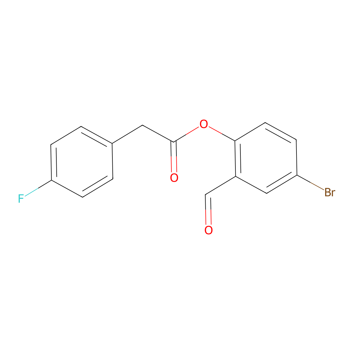 4-Bromo-2-formylphenyl (4-fluorophenyl)acetate molecular structure, CAS 496769-18-7