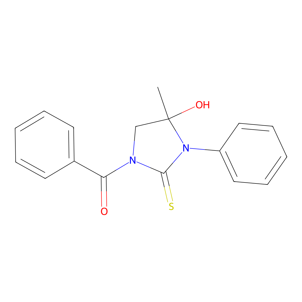 1-Benzoyl-4-hydroxy-4-methyl-3-phenylimidazolidine-2-thione molecular structure, CAS 496769-52-9