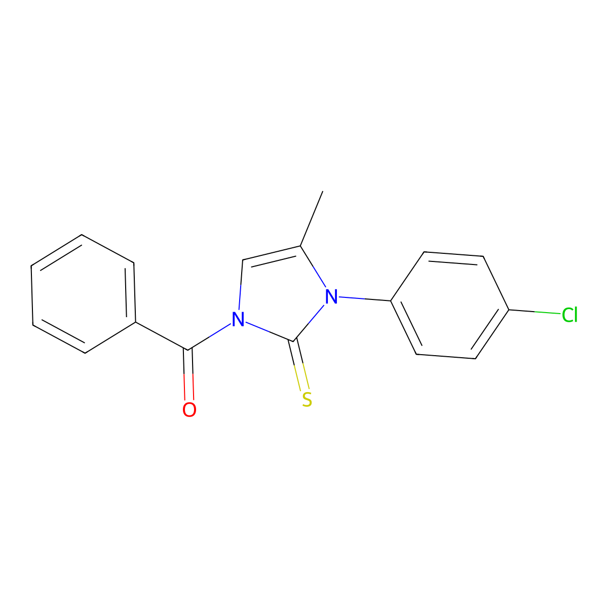 1-benzoyl-3-(4-chlorophenyl)-4-methyl-1,3-dihydro-2H-imidazole-2-thione molecular structure, CAS 496769-58-5