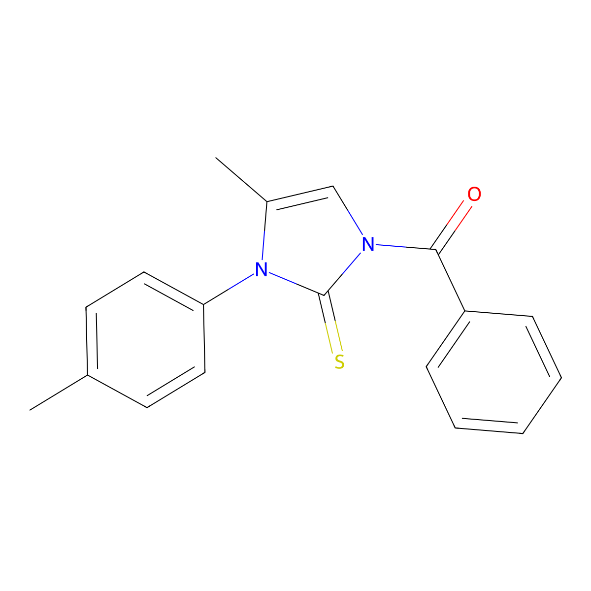 1-benzoyl-4-methyl-3-(4-methylphenyl)-1,3-dihydro-2H-imidazole-2-thione molecular structure, CAS 496769-59-6
