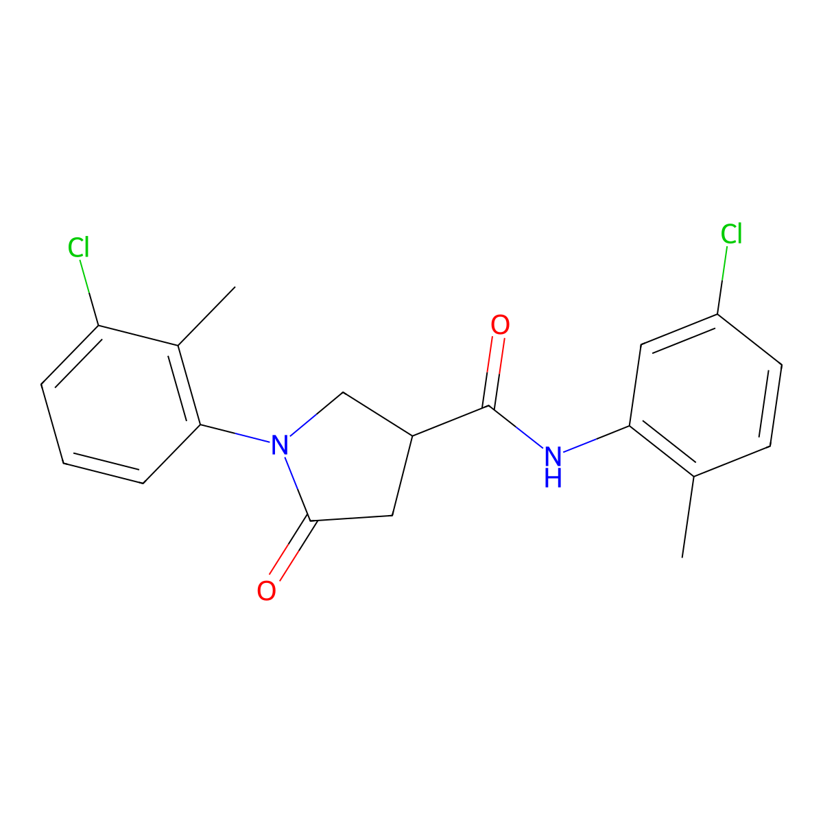 1-(3-chloro-2-methylphenyl)-N-(5-chloro-2-methylphenyl)-5-oxopyrrolidine-3-carboxamide molecular structure, CAS 496771-09-6