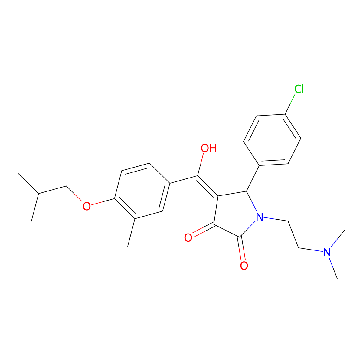 5-(4-chlorophenyl)-1-[2-(dimethylamino)ethyl]-3-hydroxy-4-[3-methyl-4-(2-methylpropoxy)benzoyl]-2,5-dihydro-1H-pyrrol-2-one molecular structure, CAS 496771-32-5