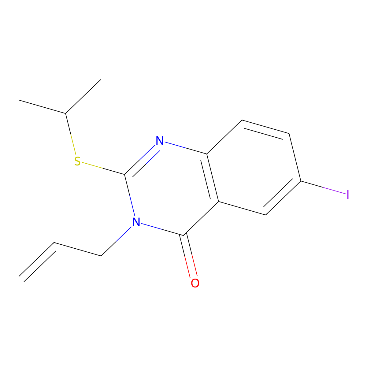 6-Iodo-2-propan-2-ylsulfanyl-3-prop-2-enylquinazolin-4-one molecular structure, CAS 496771-49-4