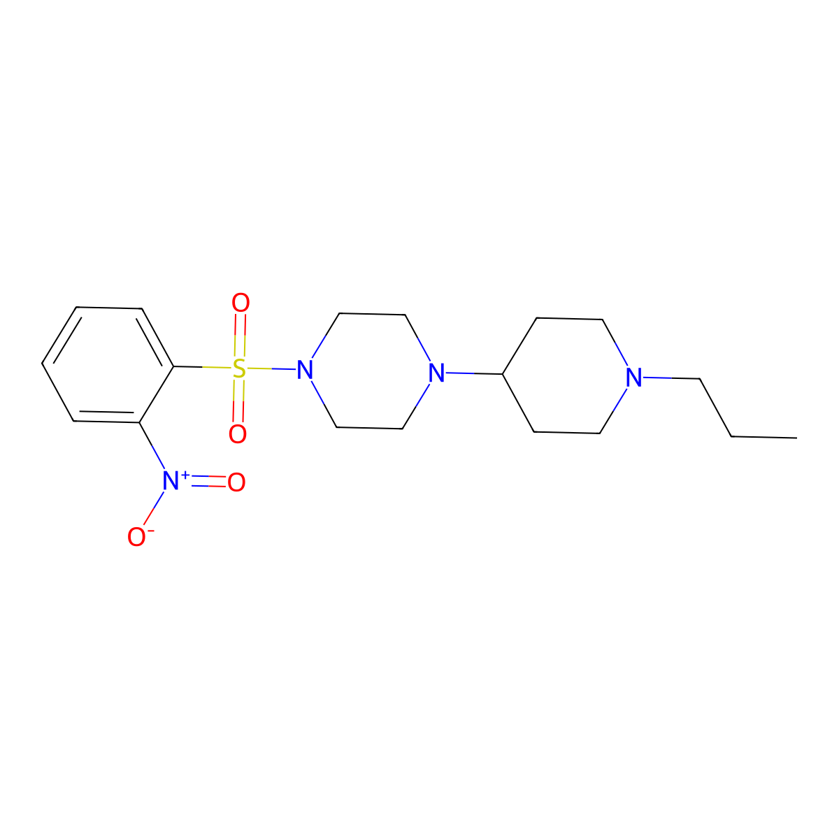1-(2-Nitrophenyl)sulfonyl-4-(1-propylpiperidin-4-yl)piperazine molecular structure, CAS 496771-72-3
