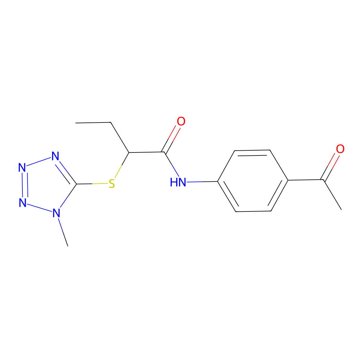N-(4-acetylphenyl)-2-(1-methyltetrazol-5-yl)sulfanylbutanamide molecular structure, CAS 496772-21-5