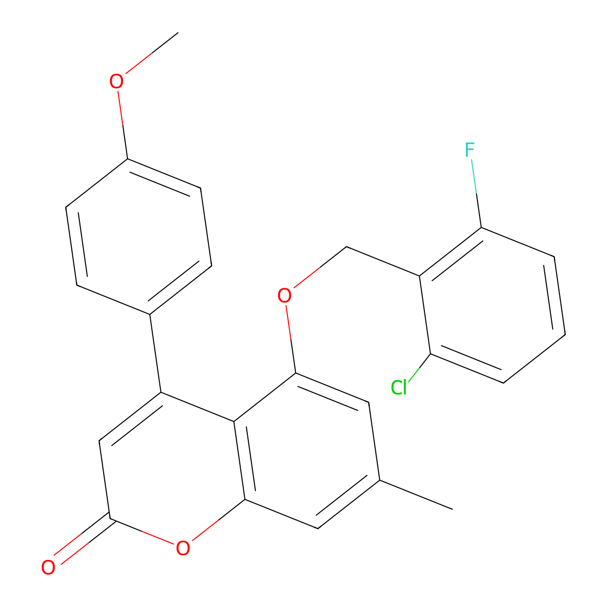 5-[(2-chloro-6-fluorobenzyl)oxy]-4-(4-methoxyphenyl)-7-methyl-2H-chromen-2-one molecular structure, CAS 496772-27-1