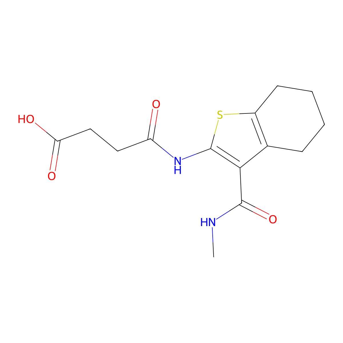 4-[[3-(Methylcarbamoyl)-4,5,6,7-tetrahydro-1-benzothiophen-2-yl]amino]-4-oxobutanoic acid molecular structure, CAS 496772-56-6