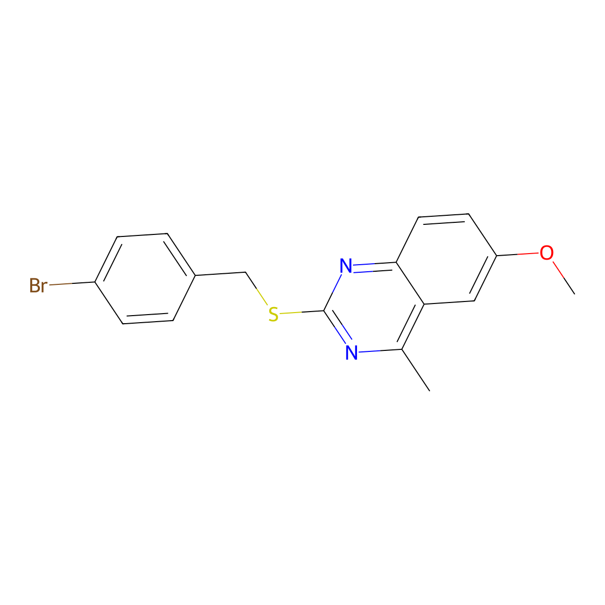 2-[(4-Bromobenzyl)sulfanyl]-6-methoxy-4-methylquinazoline molecular structure, CAS 496772-93-1