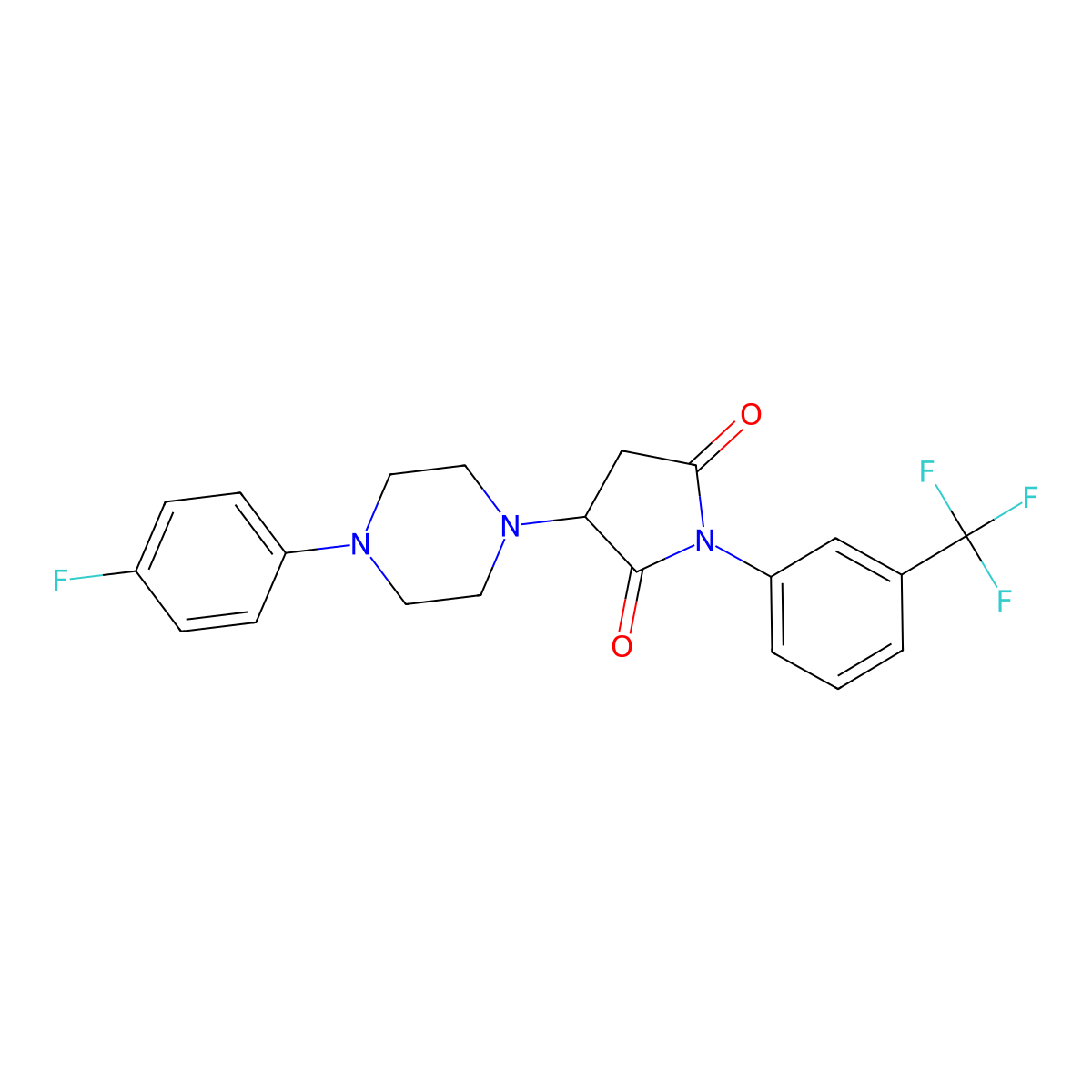 3-[4-(4-Fluorophenyl)piperazin-1-yl]-1-[3-(trifluoromethyl)phenyl]pyrrolidine-2,5-dione molecular structure, CAS 496773-24-1