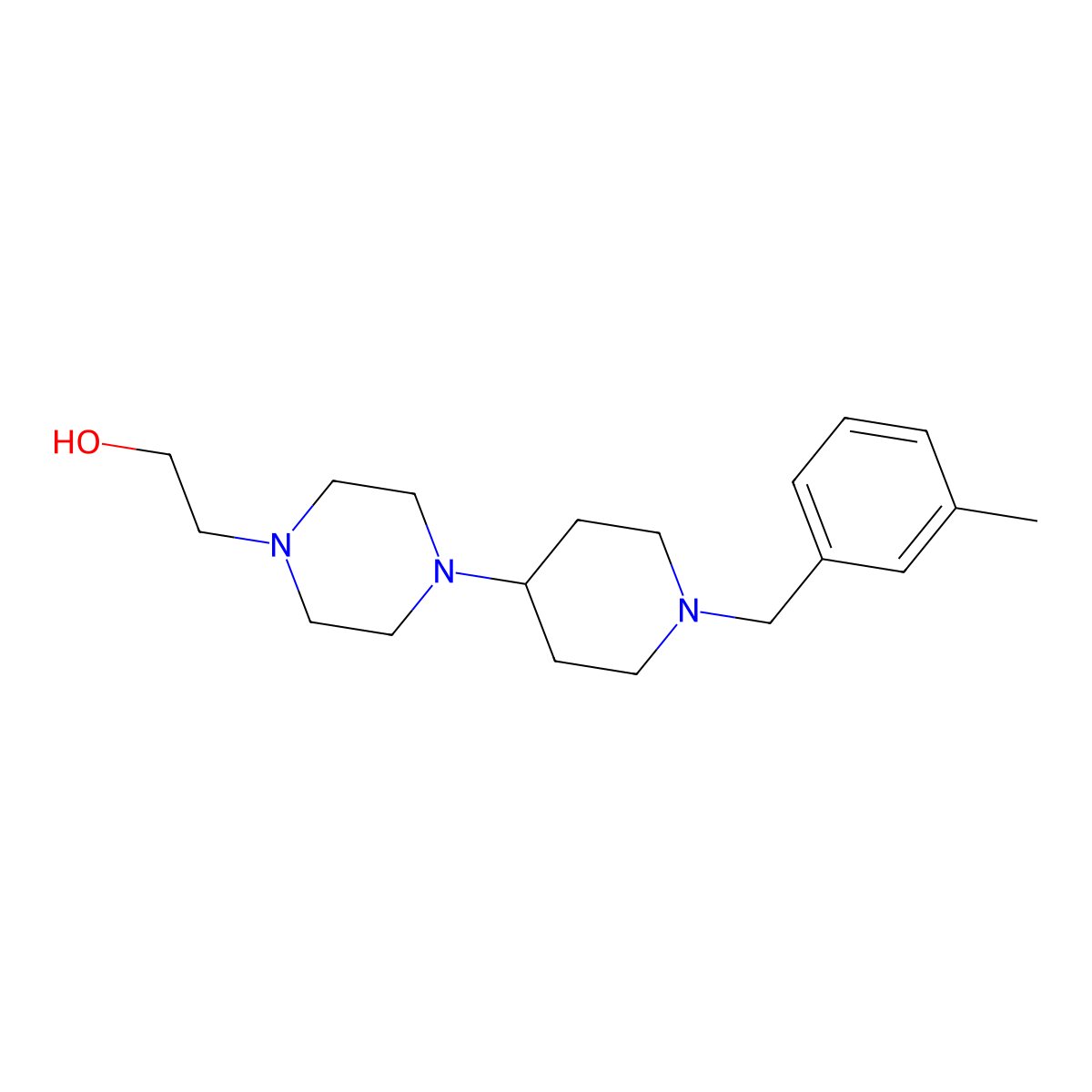 2-{4-[1-(3-Methylbenzyl)piperidin-4-yl]piperazin-1-yl}ethanol molecular structure, CAS 496773-63-8