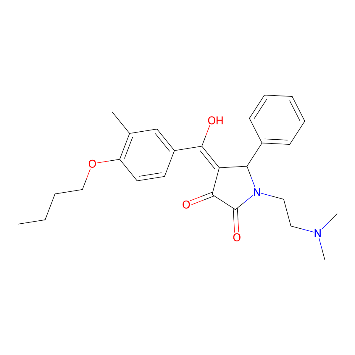 4-(4-butoxy-3-methylbenzoyl)-1-[2-(dimethylamino)ethyl]-3-hydroxy-5-phenyl-2,5-dihydro-1H-pyrrol-2-one molecular structure, CAS 496773-66-1