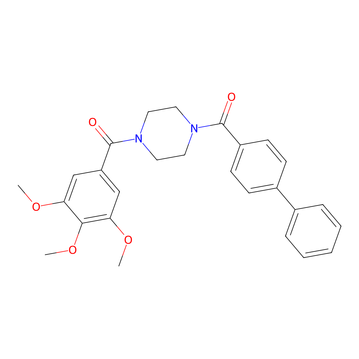 1-([1,1'-Biphenyl]-4-ylcarbonyl)-4-(3,4,5-trimethoxybenzoyl)piperazine molecular structure, CAS 496773-97-8
