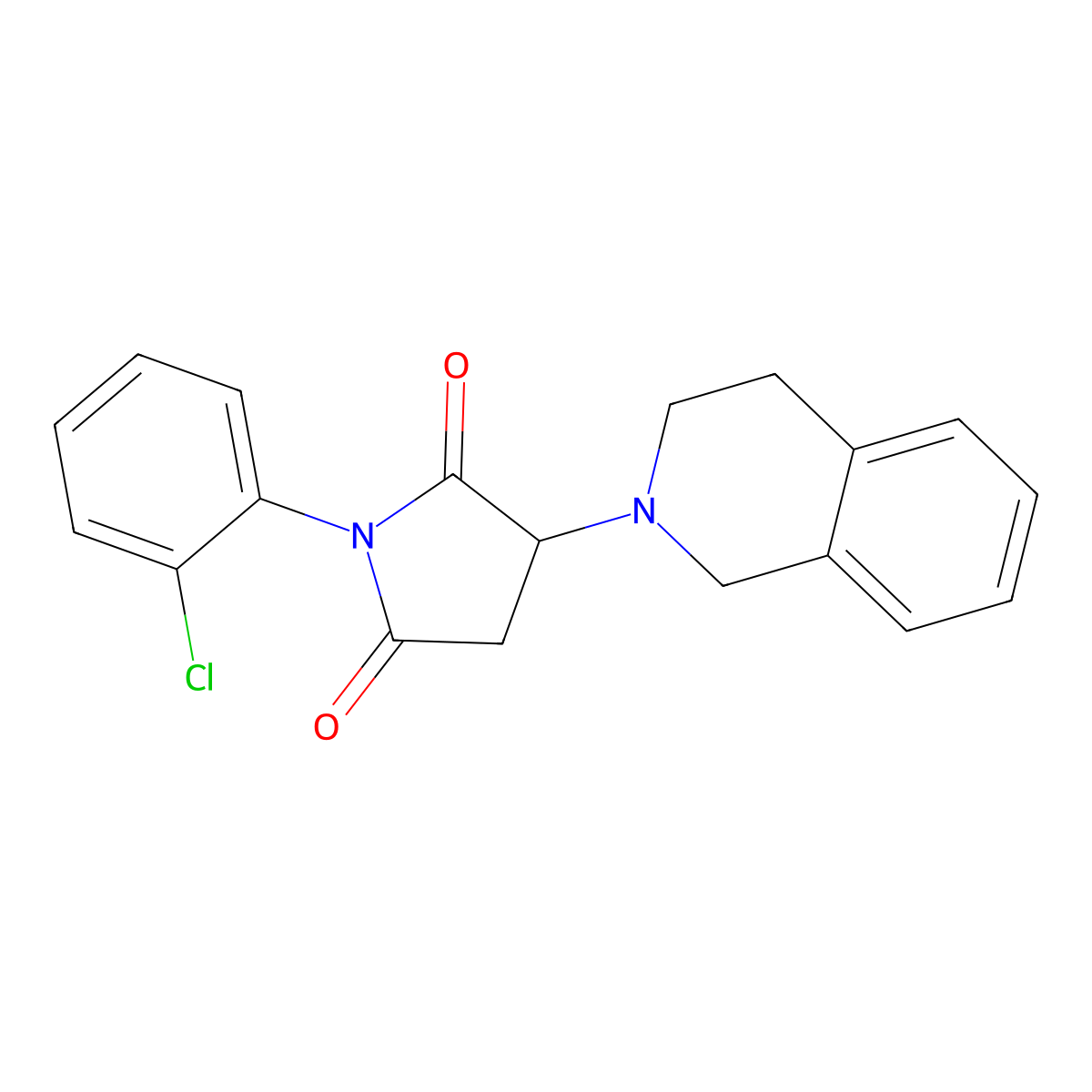 1-(2-chlorophenyl)-3-(3,4-dihydro-2(1H)-isoquinolinyl)-2,5-pyrrolidinedione molecular structure, CAS 496774-15-3