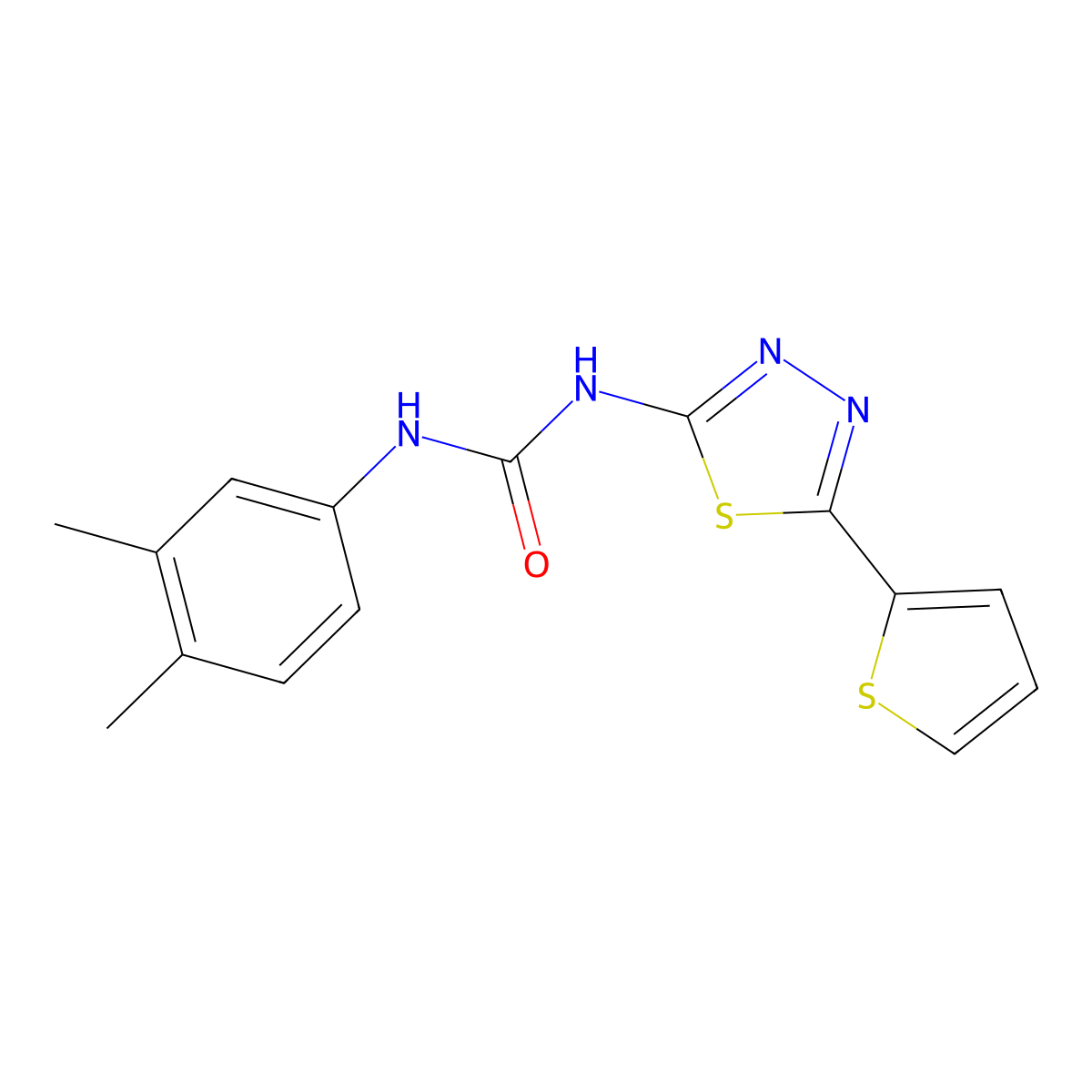 1-(3,4-Dimethylphenyl)-3-[5-(thiophen-2-yl)-1,3,4-thiadiazol-2-yl]urea molecular structure, CAS 496774-16-4