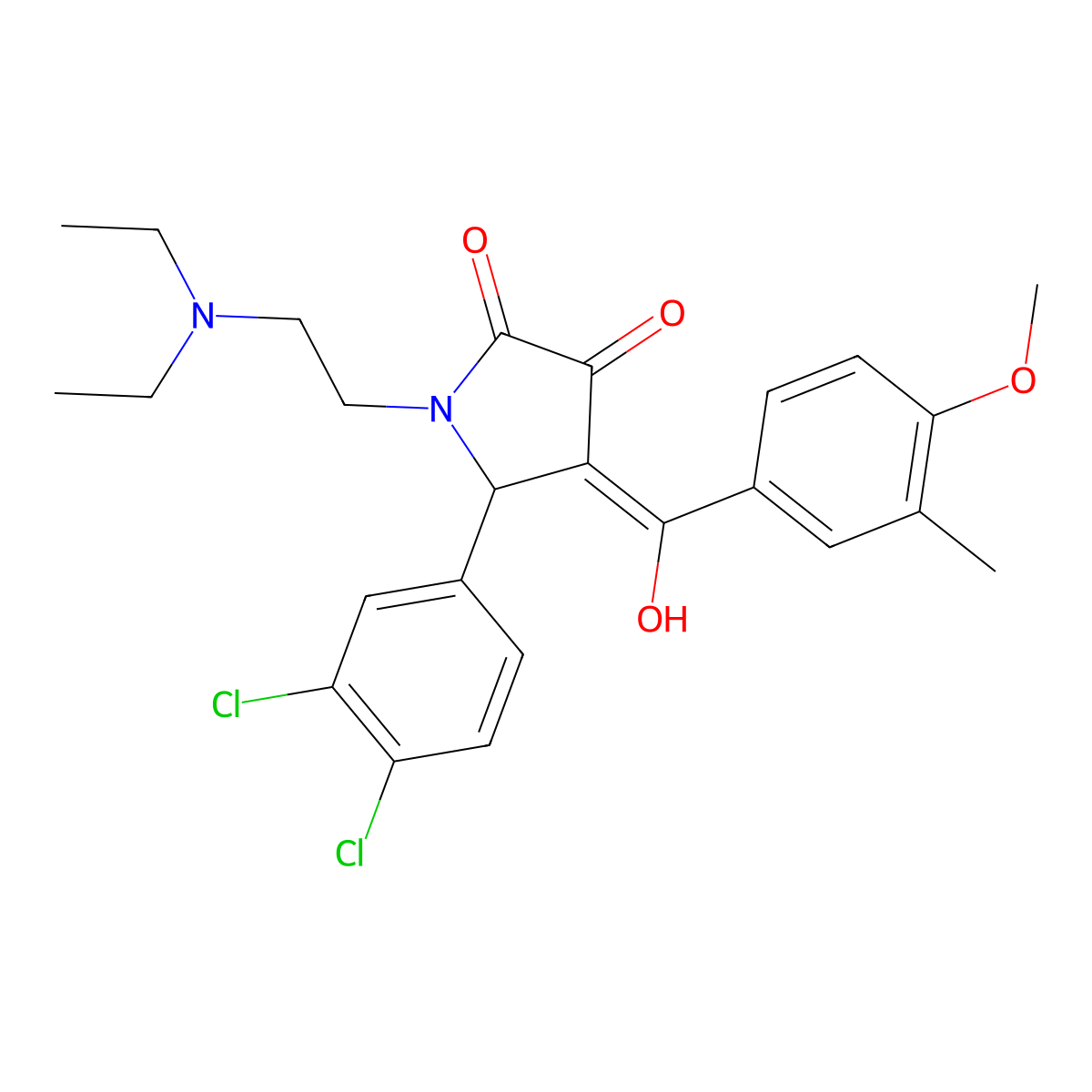 5-(3,4-dichlorophenyl)-1-[2-(diethylamino)ethyl]-3-hydroxy-4-(4-methoxy-3-methylbenzoyl)-2,5-dihydro-1H-pyrrol-2-one molecular structure, CAS 496774-50-6