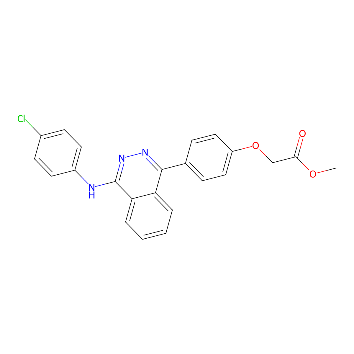 Methyl 2-[4-[4-(4-chloroanilino)phthalazin-1-yl]phenoxy]acetate molecular structure, CAS 496774-60-8