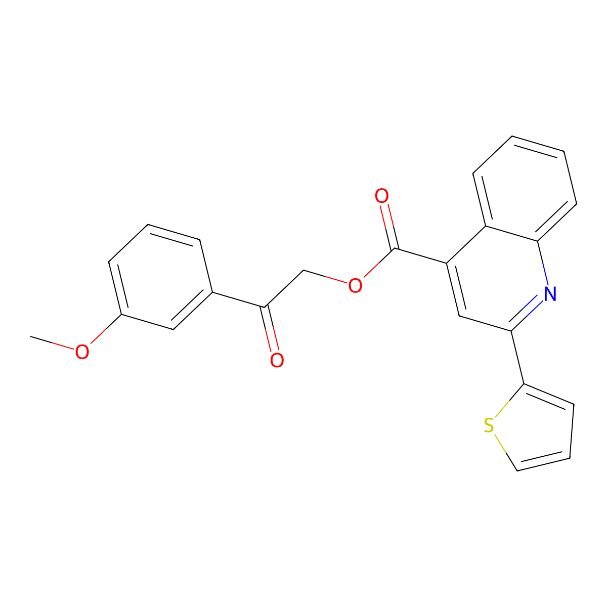 2-(3-Methoxyphenyl)-2-oxoethyl 2-(2-thienyl)-4-quinolinecarboxylate molecular structure, CAS 496774-72-2