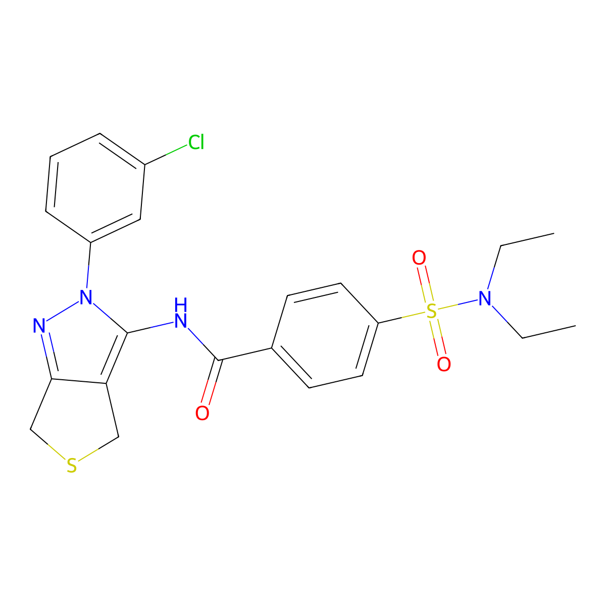 N-[2-(3-chlorophenyl)-4,6-dihydrothieno[3,4-c]pyrazol-3-yl]-4-(diethylsulfamoyl)benzamide molecular structure, CAS 496775-57-6