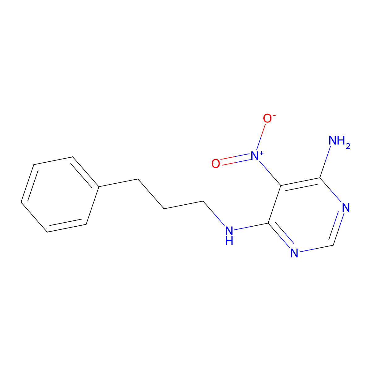 5-nitro-N4-(3-phenylpropyl)pyrimidine-4,6-diamine molecular structure, CAS 496775-59-8