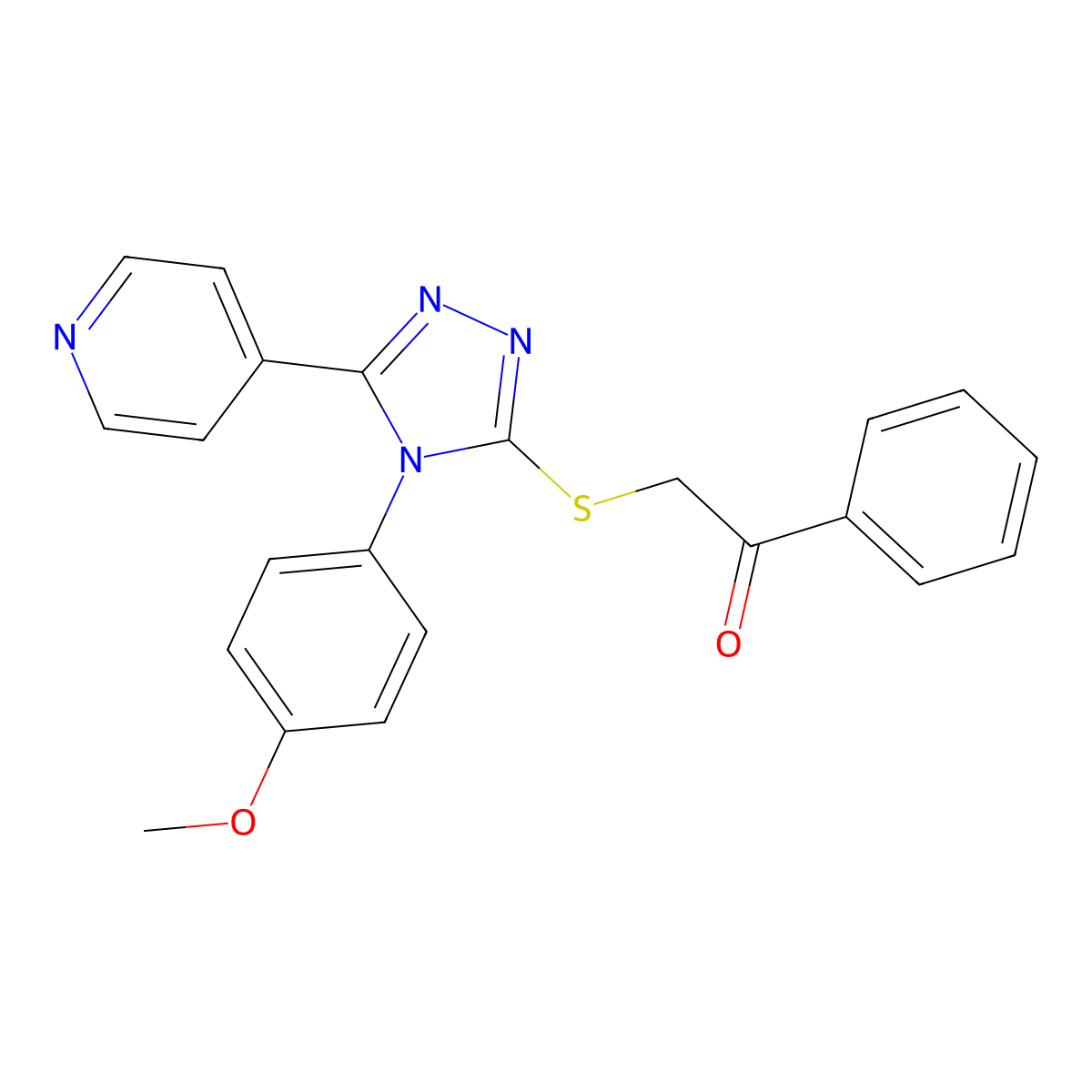 2-[[4-(4-Methoxyphenyl)-5-pyridin-4-yl-1,2,4-triazol-3-yl]sulfanyl]-1-phenylethanone molecular structure, CAS 496775-69-0