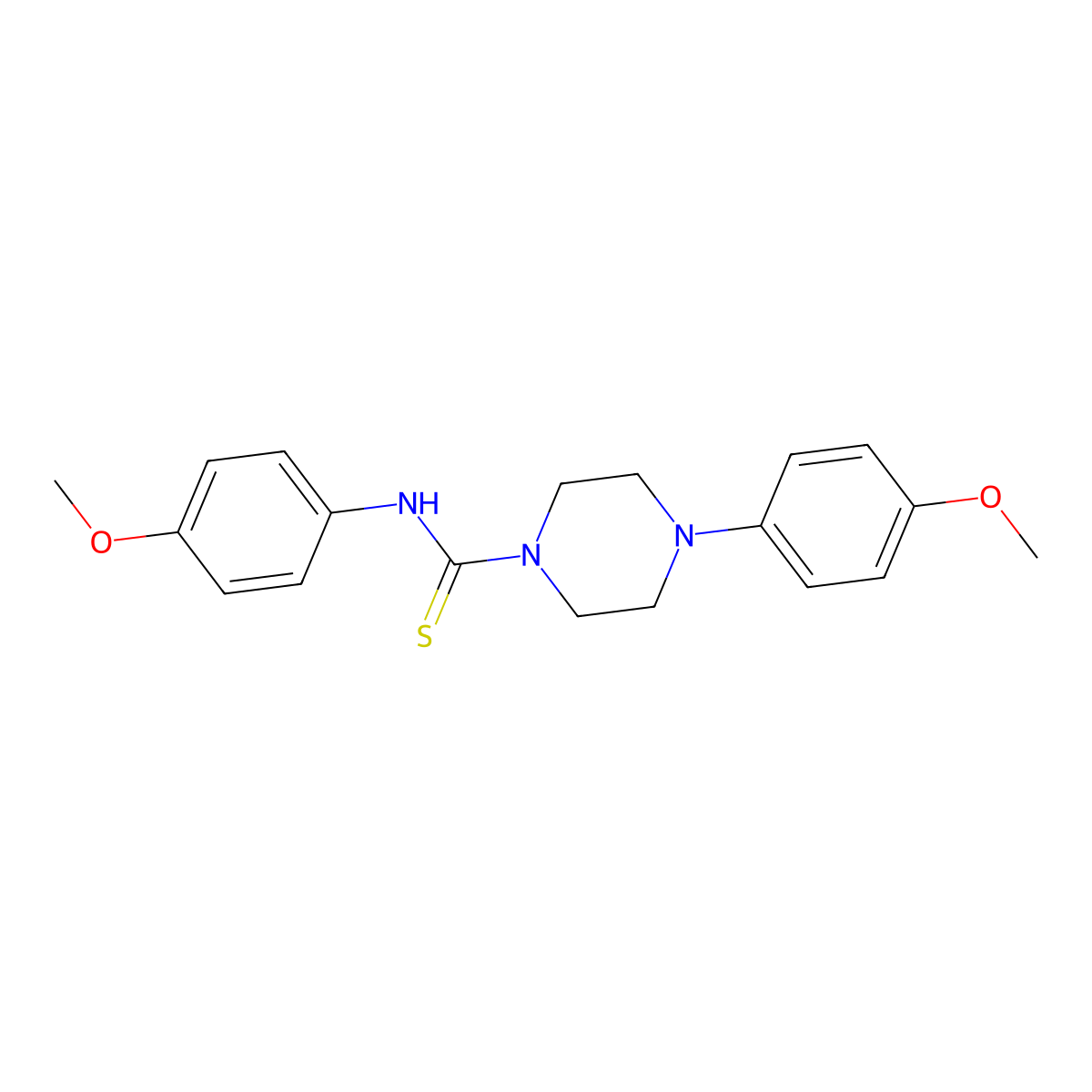 N,4-bis(4-methoxyphenyl)piperazine-1-carbothioamide molecular structure, CAS 496775-76-9
